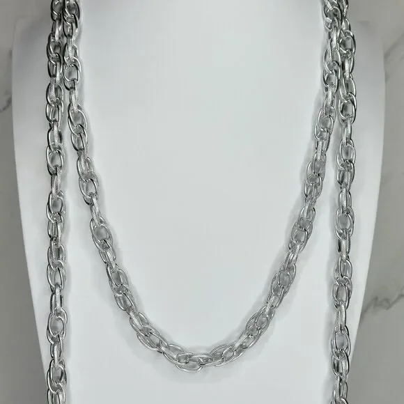 Silver Tone Tassel Chain Link Open Wrap Necklace - Picture 10 of 12